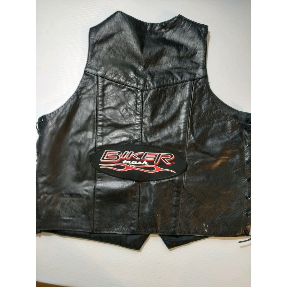 Men's  BlackJack Motorcycle Biker Leather Vest Sz 44@30